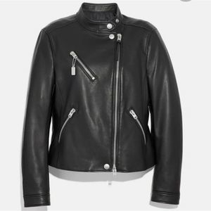 BNWT Coach Black Leather Moto Jacket (women size S)